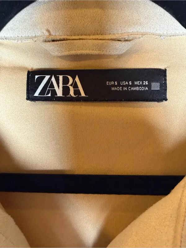Zara Faux Suede Shacket Womens Small Beige Oversized Snap Front Shirt Jacket - Image 9