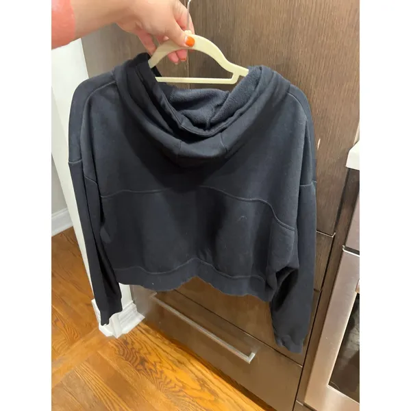 Nike Cropped Sweatshirt Black‎ Gold Silver Swoosh Athleisure Hoodie Womens small - Image 3