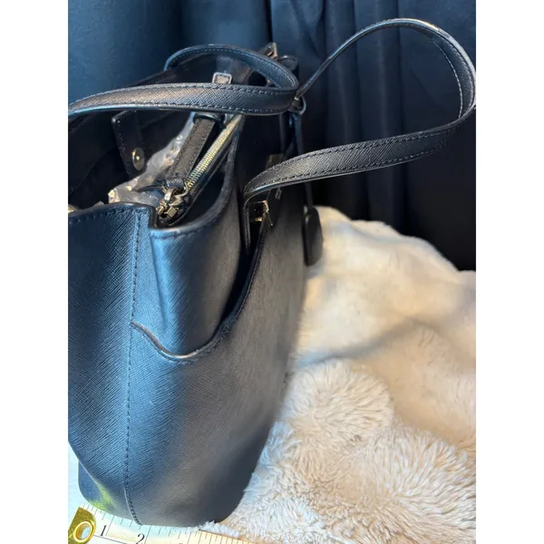 Kate Spade New York Black Saffiano Leather Satchel Crossbody Bag Gold Hardware - Image 10