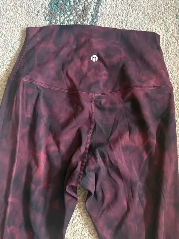 Women's High-Waist Maroon Tie-Dye Leggings - Image 5