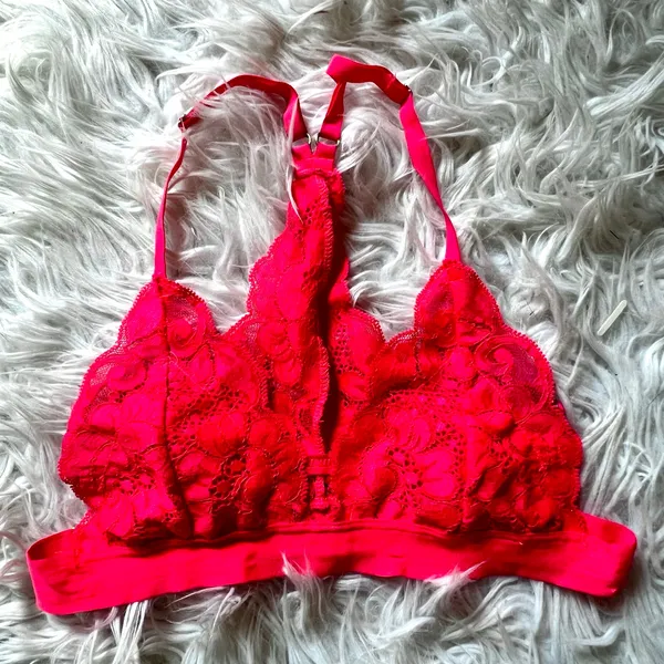 Free people we are hah sistah hot pink adjustable racerback bralette size S - Image 4