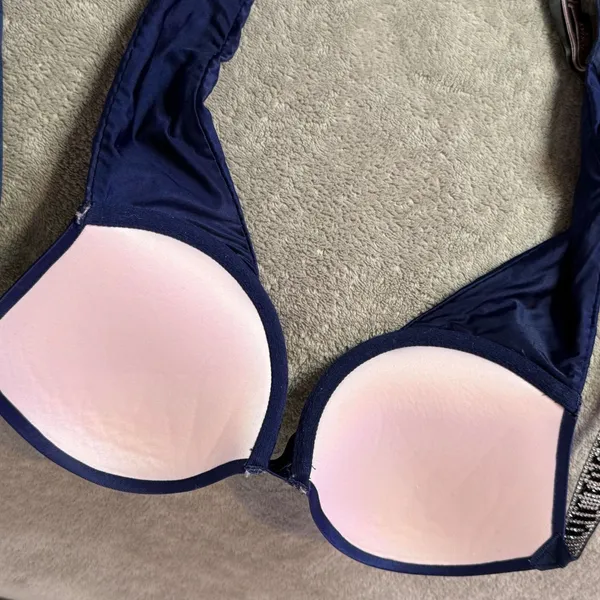 Victoria's Secret Very Sexy Push Up Bra Rhinestone Strap Womens 34A Navy Blue - Image 6