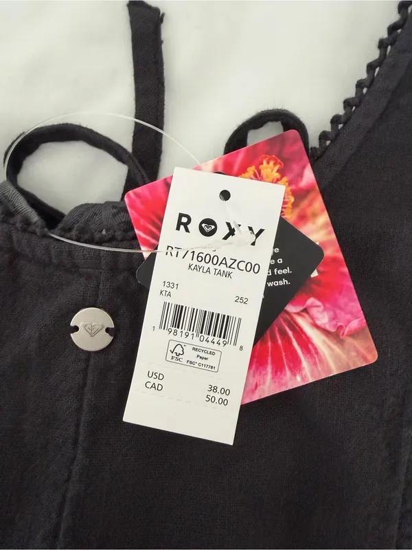 Roxy Black Lace-Edge Tie-Front Crop Top - Image 3