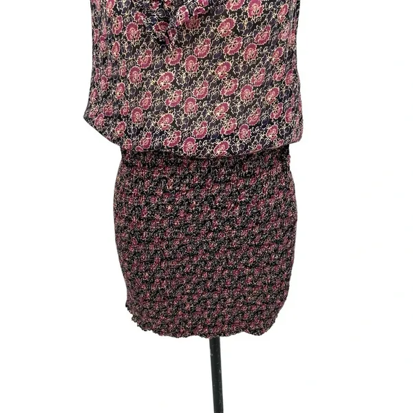 Free People‎ I'm Your Favorite Mini Dress Plum Floral Smocked Size Medium - Image 5