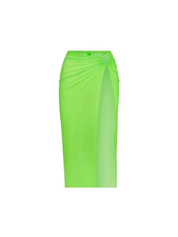 SKIMS Swim Sarong Skirt 3X Neon Green Mesh Ring Maxi Cover Up NWT Festival - Image 2