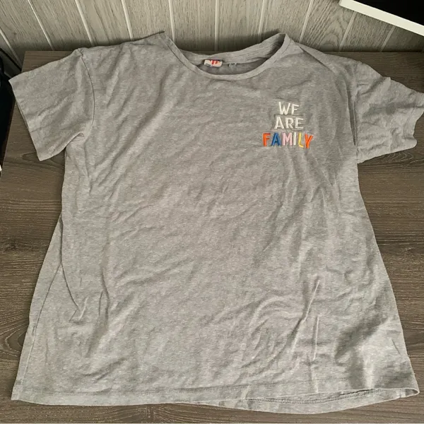 Junk Food We Are Family Embroidered Tee Gray Cotton M - Image 3