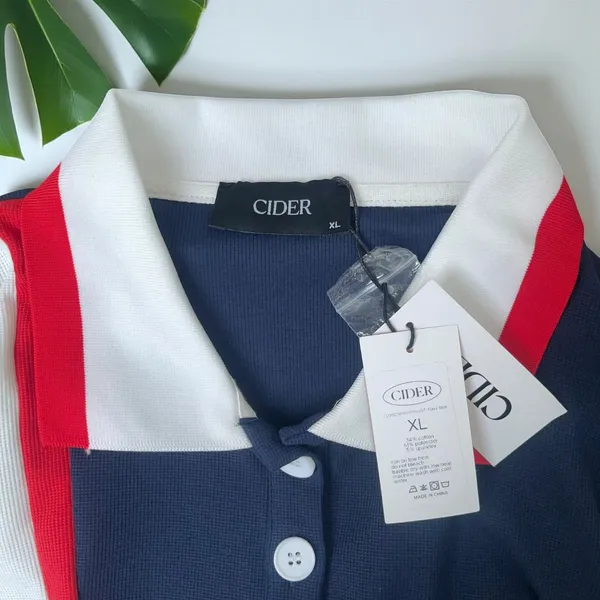 🆕 Cider Oversized Blokecore Patchy Collar Short Sleeve Polo Shirt - Image 10