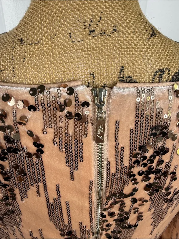 Eliza J Size 12 Rose Gold Sequin 3/4 Sleeve Cocktail Party Dress NWOT - Image 9