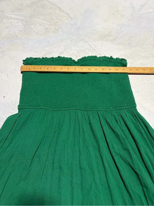 Aerie Green Strapless smocked sun dress large - Image 6