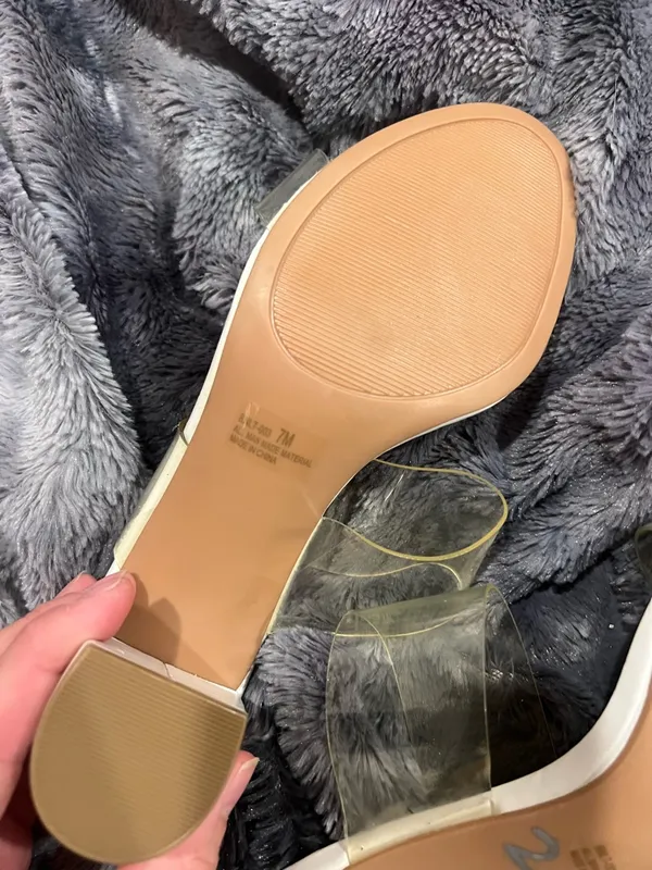 Chinese Laundry White Slides with Clear Straps - Image 4