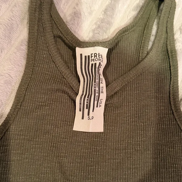 Free People Long Beach Tank Top Olive Green Ribbed Racerback Size Small - Image 3