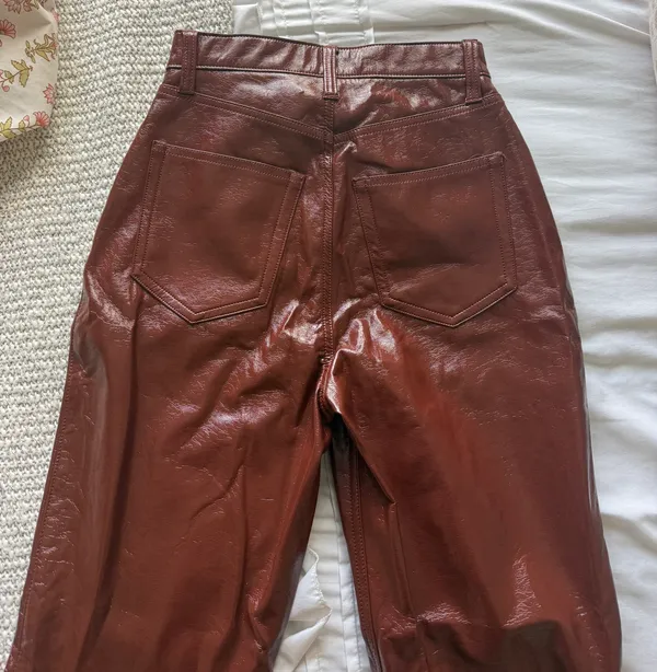 Abercrombie Ultra High Rise 90s Straight Leather Pants - Image 4