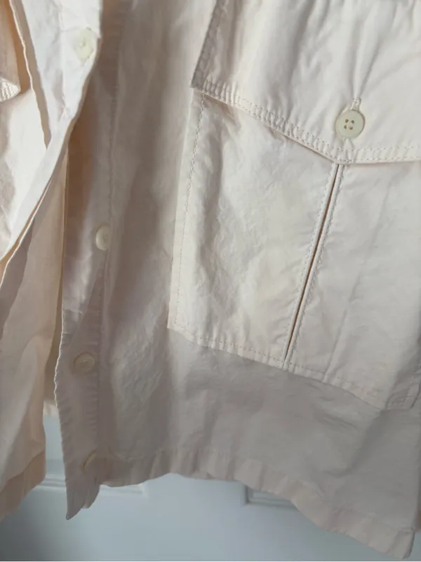 Zara Cropped Utility button front shirt women size L cotton front big pockets - Image 4