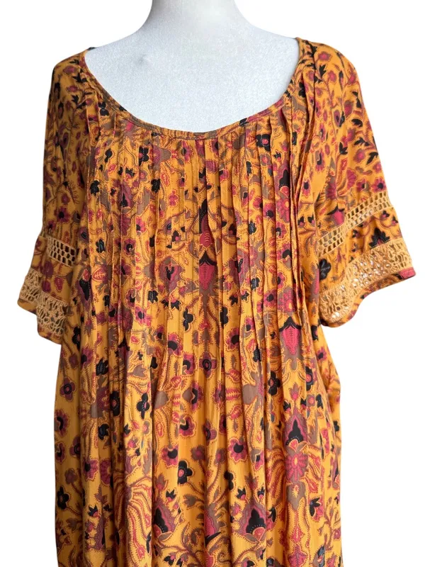 Ecote Boho Orange and Brown Dress‎ Sz M - Image 4