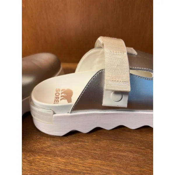 Sorel Viibe Metallic Silver Sea Salt Platform Clogs sz 11 Futuristic Chunky - Image 14