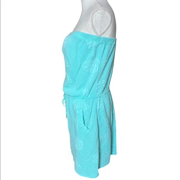 Dotti Turquoise Strapless Seashell Terry Cloth Dress Cover-Up resort wear L - Image 4