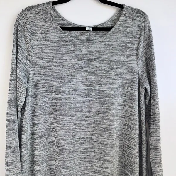 Old Navy Swing Dress Women XL‎ Gray Space Dye Long Sleeve Knit Babydoll Layer - Image 3