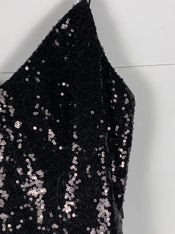 Lulus Black Sequin Mini Dress XS NWT Cocktail Party Homecoming Spaghetti Strap - Image 7