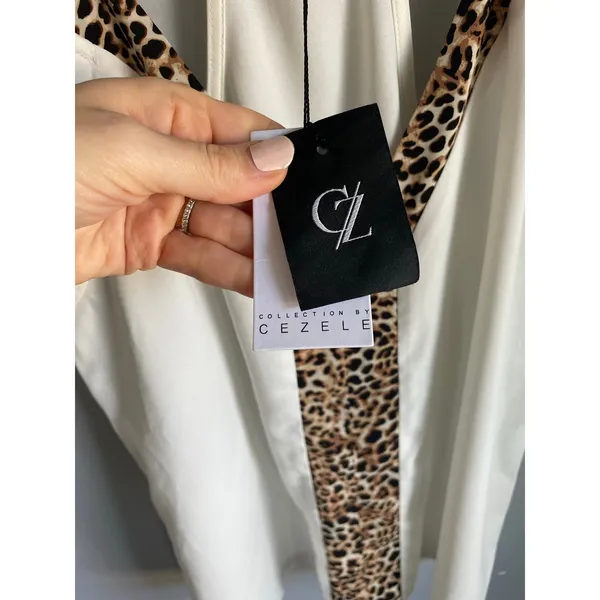 Cezele Collection Flowy Tank Top Womens Large Beige Leopard Print Sleeveless - Image 4