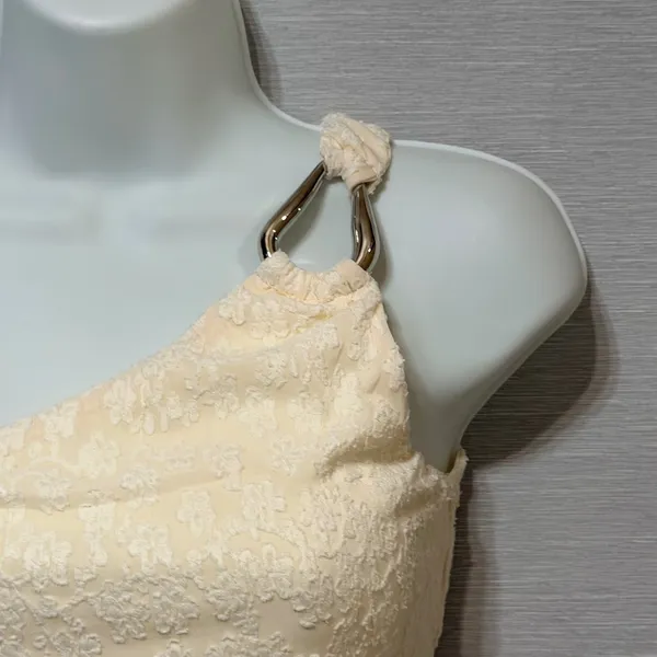 Princess Polly Womens One Shoulder Floral Jacquard Asymmetrical Crop Top Cream 4 - Image 5