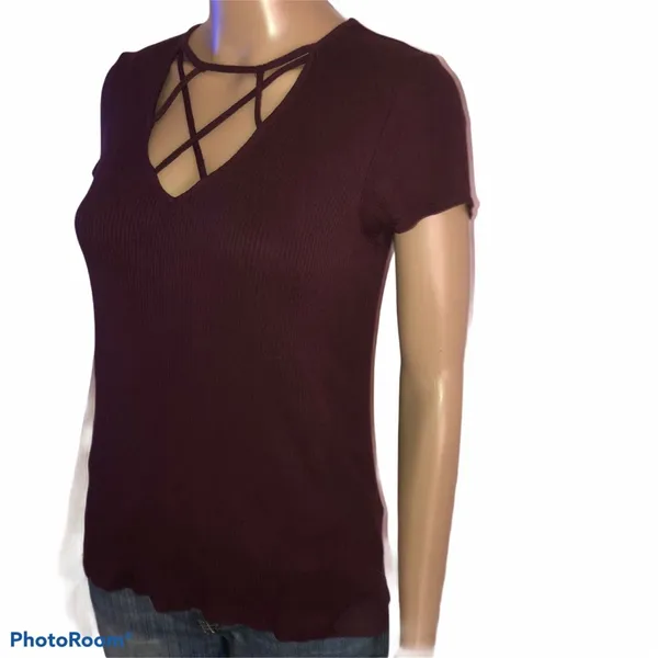 American Eagle  soft & sexy ribbed knit caged tee - Image 3