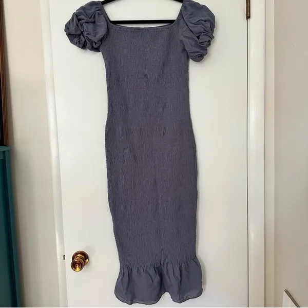 Baltic Born Alana Smocked Midi Dress Womens Medium Blue New - Image 2