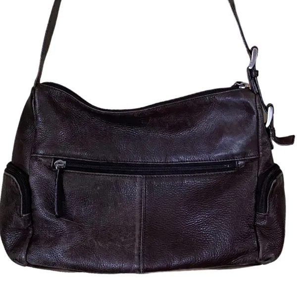 Vintage Stone Mountain Brown Leather Shoulder Bag - Image 2