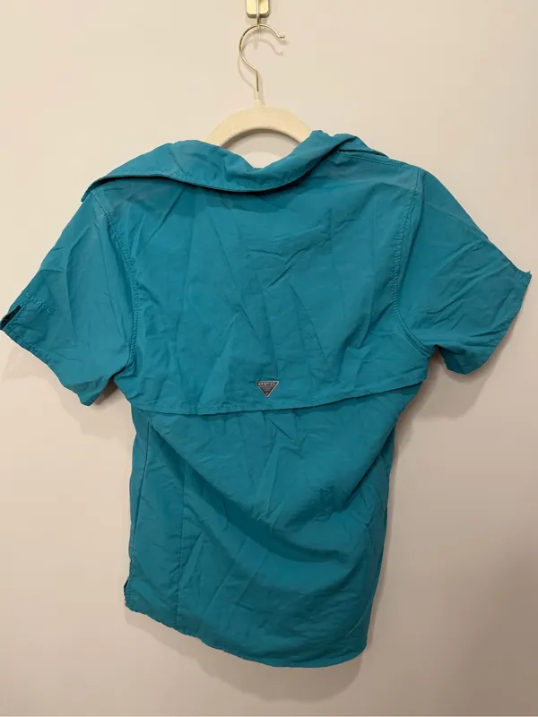 Columbia PFG Omni-Shade Teal Short Sleeve Fishing Shirt Size Small - Image 5