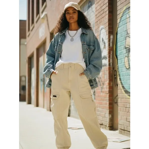Urban Outfitters BDG Wide Leg Cargo‎ Pants Women's Size 28 Yellow Streetwear - Image 10