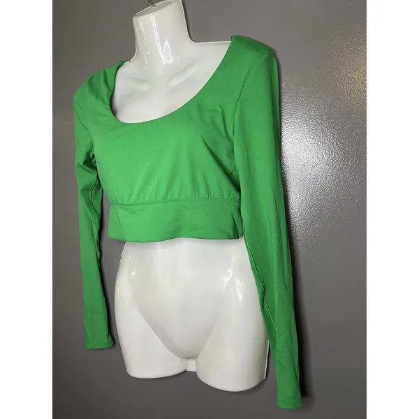 OFFLINE By Aerie Shirt Womens Medium Green Real Me Scoop Back Cropped Top - Image 4