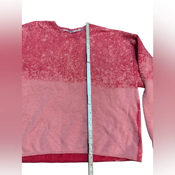 Vintage Fruit of the Loom Crewneck Sweatshirt Red Coral Acid Wash‎ sz 2XL - Image 4