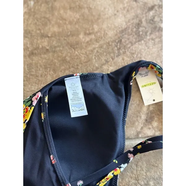 Offline By Aerie Goals Plunge Sports Bra True Black Floral Size Medium - Image 8