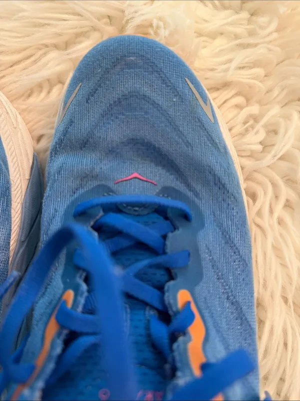 Hoka Blue Running Shoes with Pink Logo and Orange Accents in fair/ good condi - Image 11