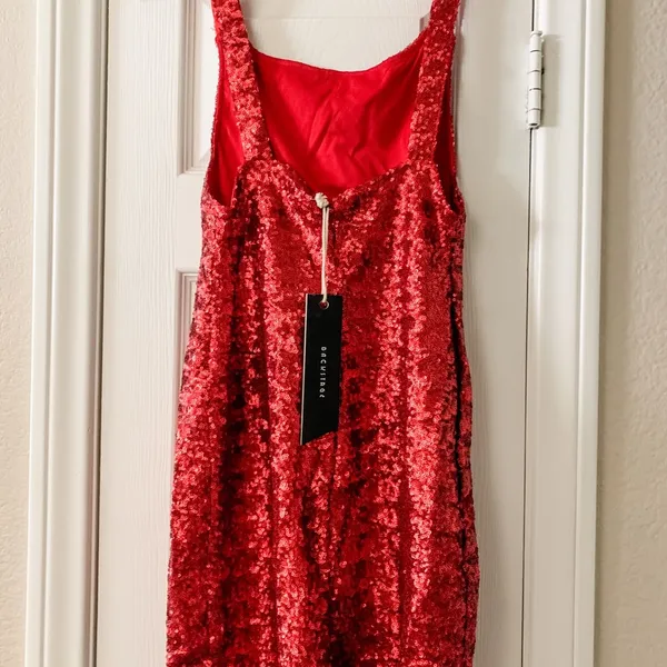 Red sequined mini dress - Holiday Party Dress - Image 2