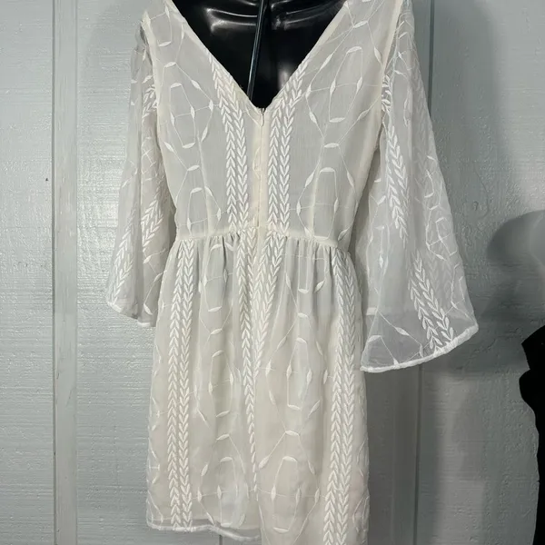 Sugar+Lips Off White Boho Lace Overlay Dress No Size EUC - Image 8