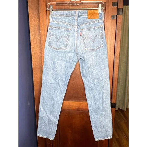 Levi’s Wedgie Straight Jeans High Rise Button Fly Light Wash Vintage Y2K 24 - Image 5