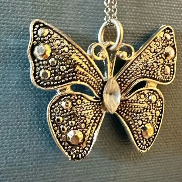 Silver tone Butterfly pendant necklace - Image 4