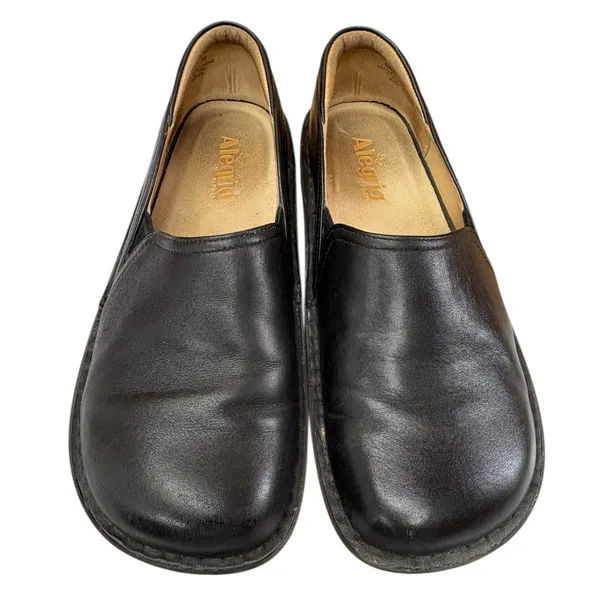 Alegria Debra Black Leather Slip On Nursing Work Shoes Cushioned NonSlip 39 - Image 7