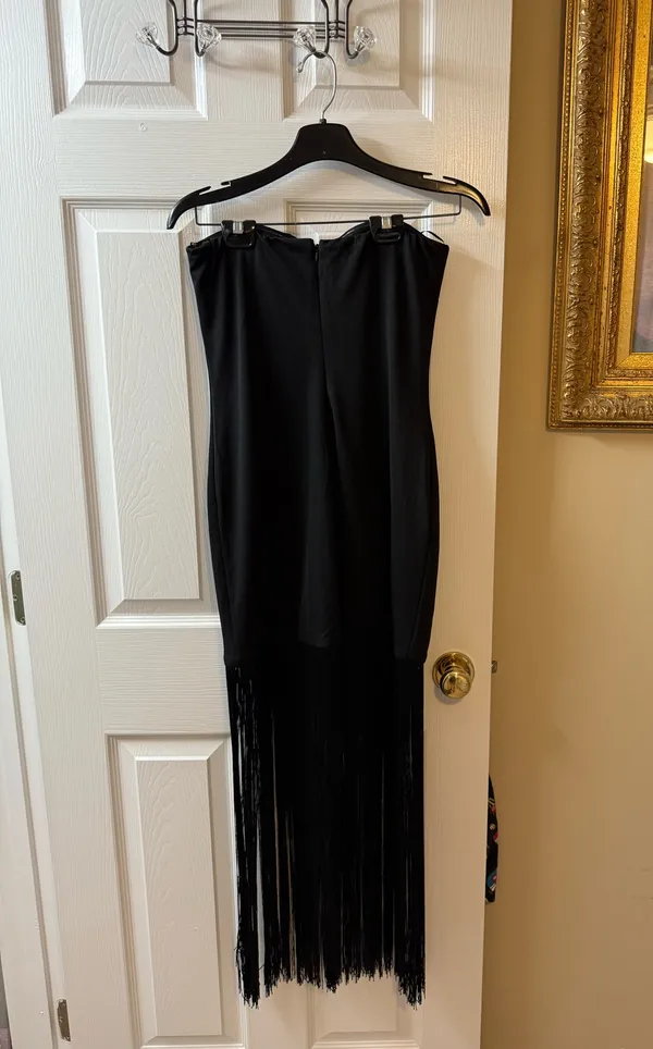 Black fringe formal dress - Image 3