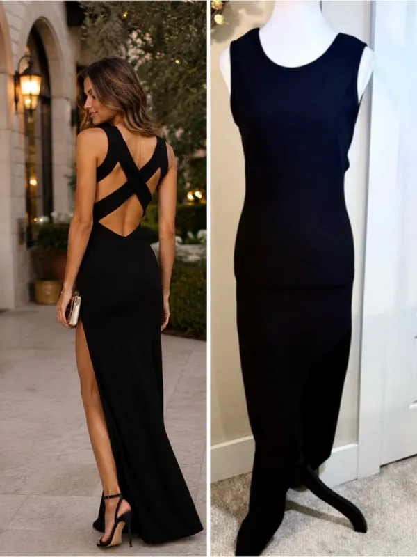 💥Lovers + Friends Passion Black Cutout Maxi Dress with High Slit Sz M🧡 - Image 2