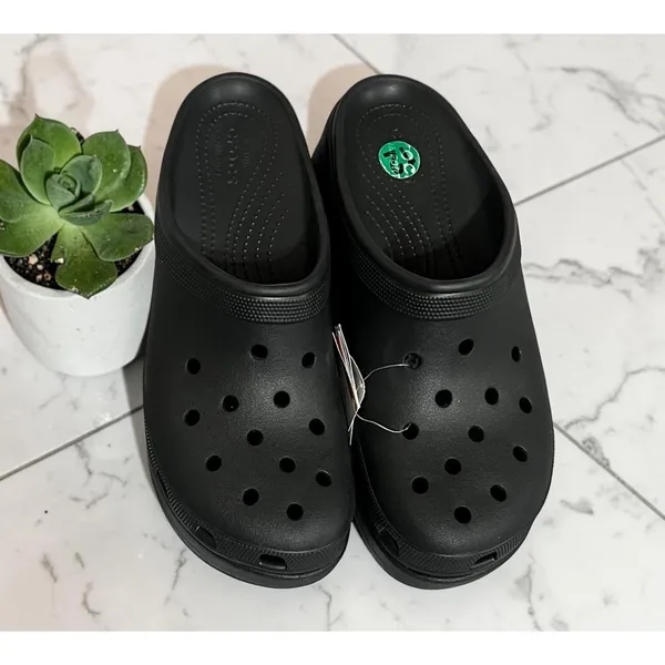 Crocs Siren Clog‎ Women Black Platform Block Heel Mule Sandals Size 12 - Image 7