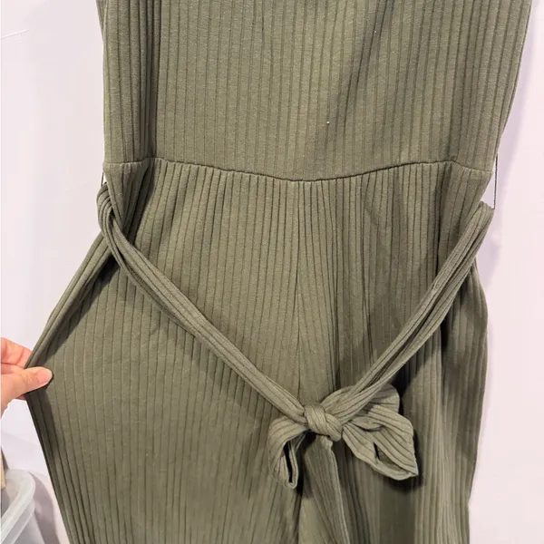 American‎ Eagle green ribbed  thick tie jumpsuit - Image 2