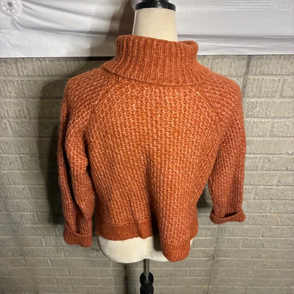 JACK by BB DAKOTA Orange Knit Turtleneck Sweater‎ Size S Cozy Textured - Image 3