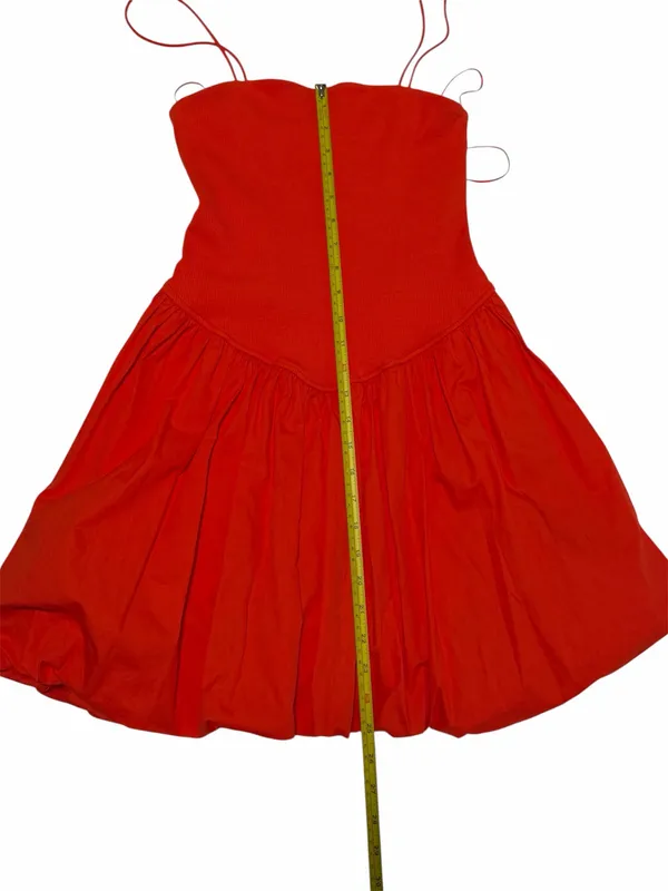 GB Gianni Bini NWT Sz M Red Ribbed Knit Drop Waist Balloon Hem Mini Dress Y2K - Image 10