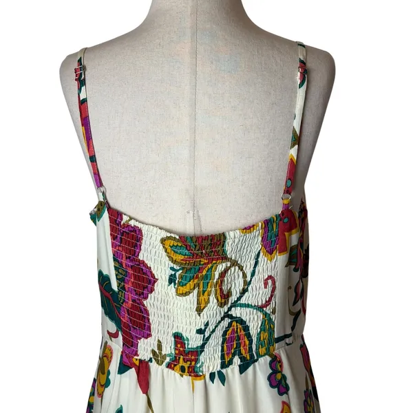 MSK Floral Maxi Dress Women Large Cream Ivory Square Neck Beaded‎ Straps Boho - Image 8