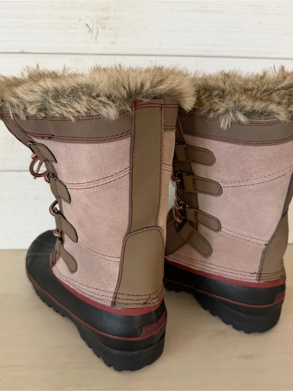 Khombu Northstar Suede Rubber Duck Toe Women's Size 8M Tan Black Snow Boots NEW - Image 8