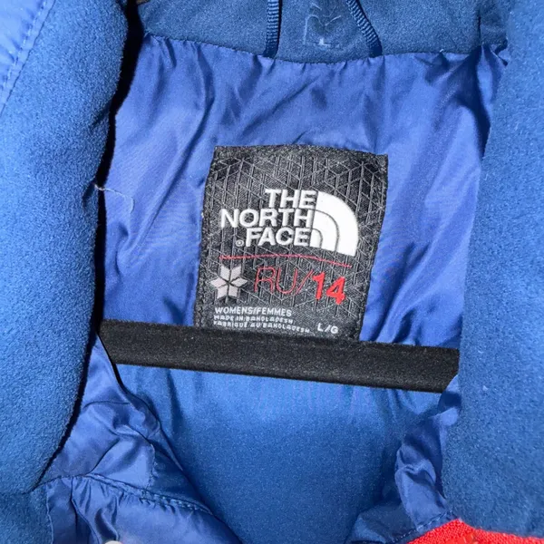 The North Face 700 Down Puffer Vest Womens Large Blue White Striped Good‎ Nuptse - Image 2
