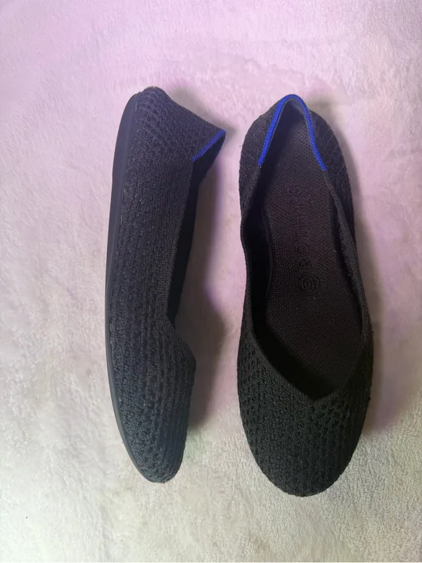 Rothy's Black Knit Ballet Flat with Blue Accent - Image 5