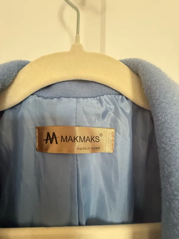 Women’s Light Blue Tailored Long Lightweight Coat with Pockets Minimalist Size S - Image 6