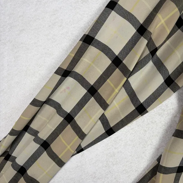 Calvin Klein Plaid Button-Up Blouse Women's M Beige Sheer Casual Fall Minimalist - Image 8